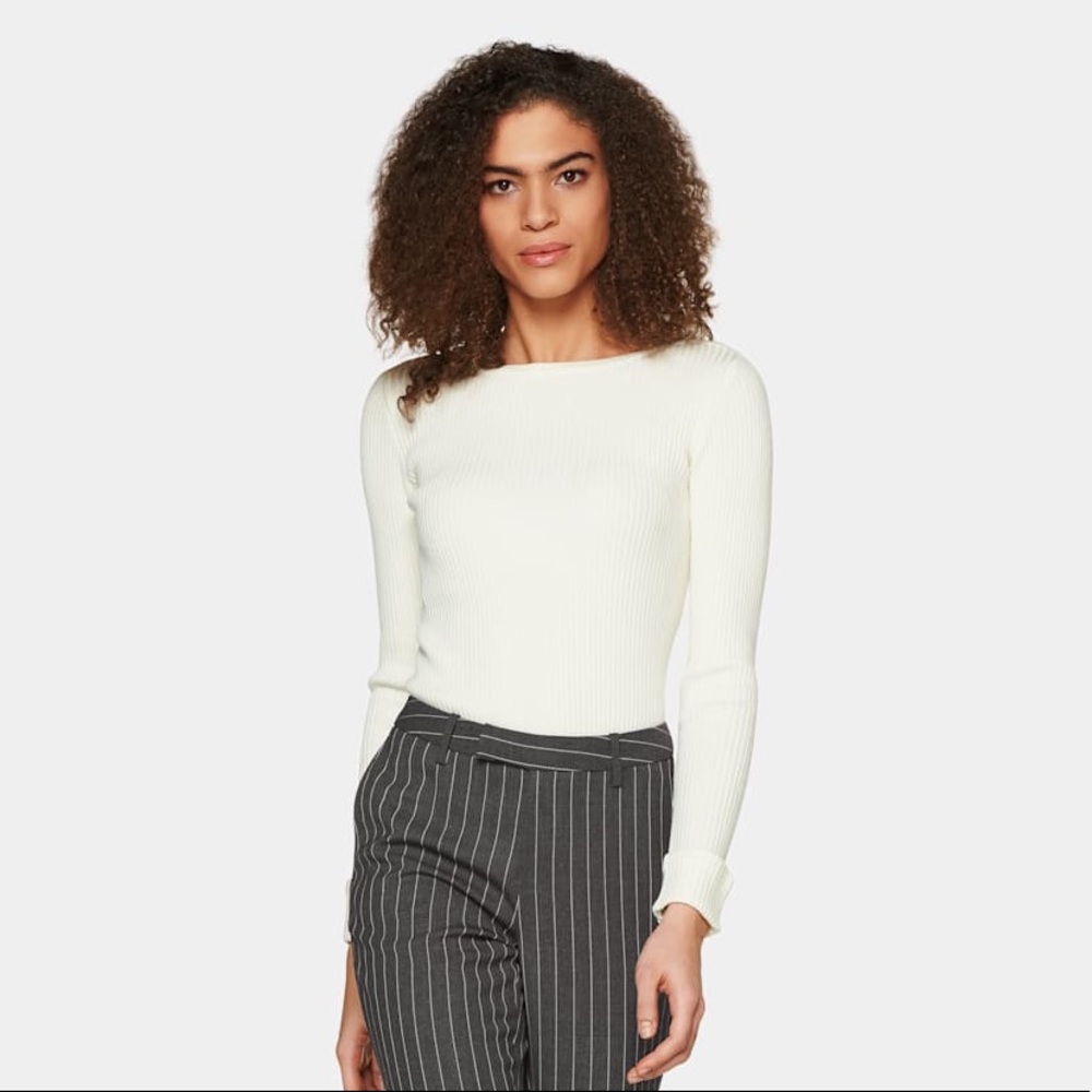 Off-white Crew Neck Sweater - 100% Merino Wool